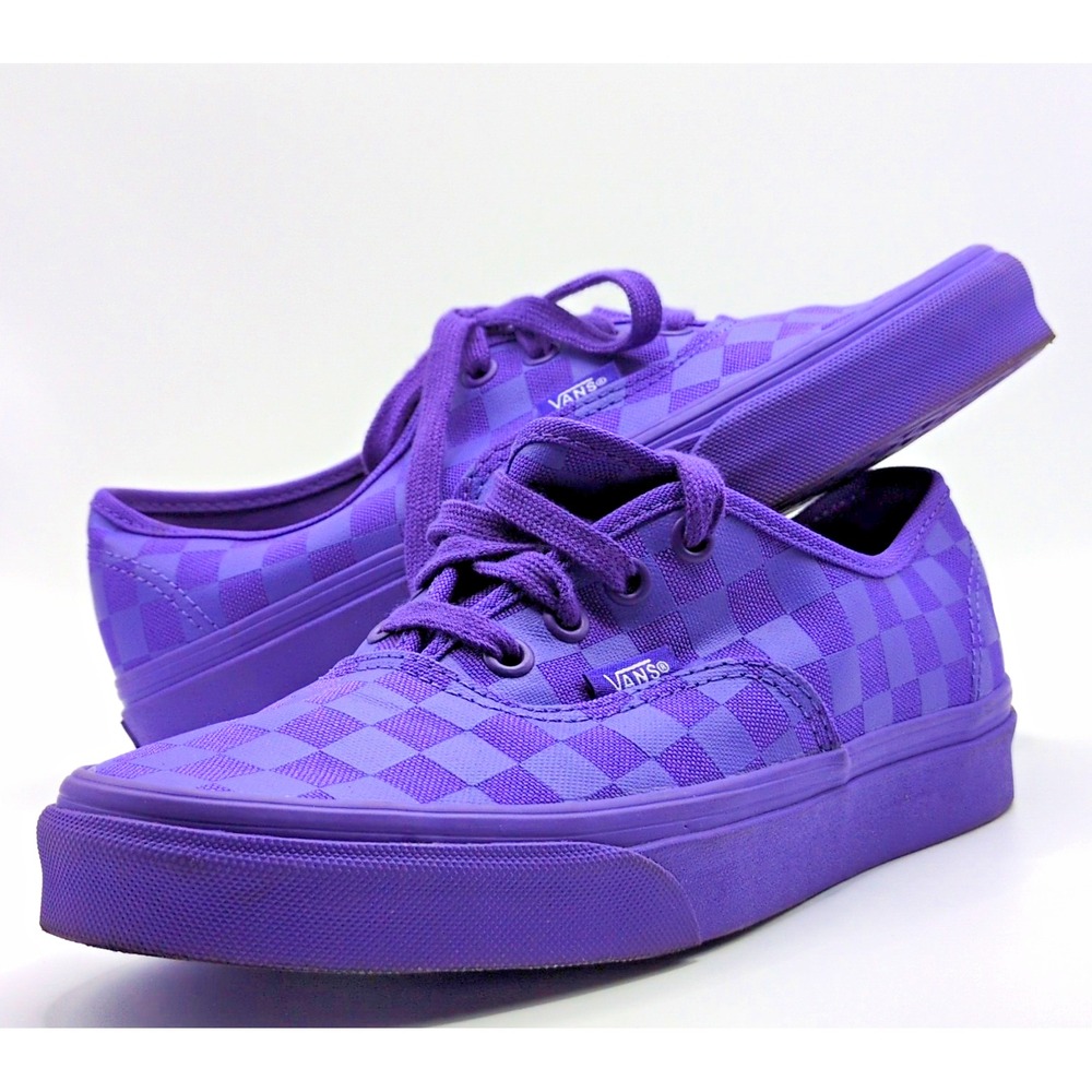 VANS Mens Purple Checkerboard Low Top Lace-Up Sneakers Rubber Outsole